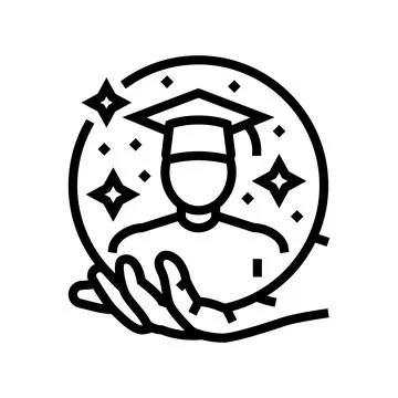 Student support online learning platform line icon vector illustration Stock Illustration