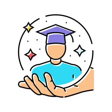 Student support online learning platform color icon vector illustration Stock Illustration
