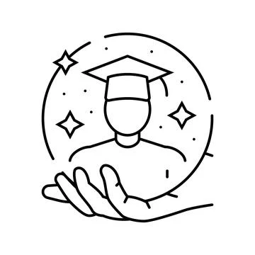 Student support online learning platform line icon vector illustration Stock Illustration