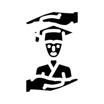 Student support online learning platform glyph icon vector illustration Illustrazione stock