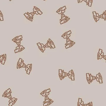 Student support online learning platform line vector seamless pattern Stock Illustration