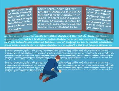 A student takes notes in chalk. Stock Illustration