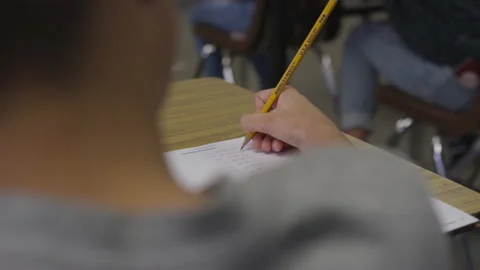 Student Takes Test With Pencil Stock Footage 208734539