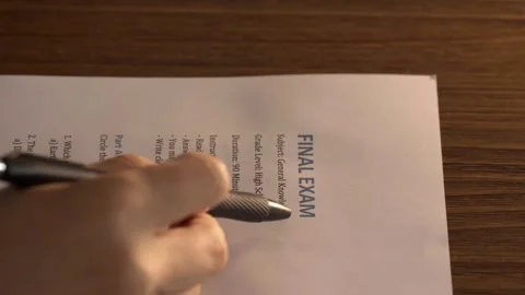 Student Taking Final High School Exam on Wooden Desk Stock Footage 311271339