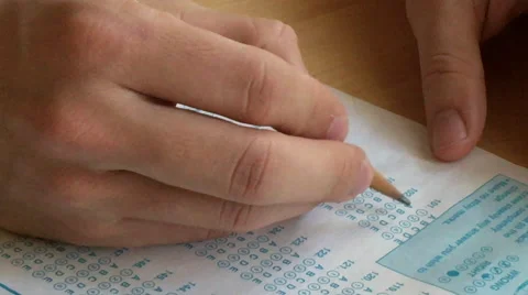 Student taking a standardized test Stock Footage