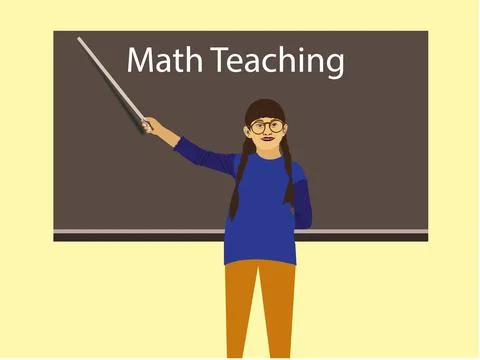 Student Teaching Math On the Black Board Flat Vector Stock Illustration