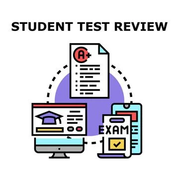 Student test review concept digital education system Stock Illustration