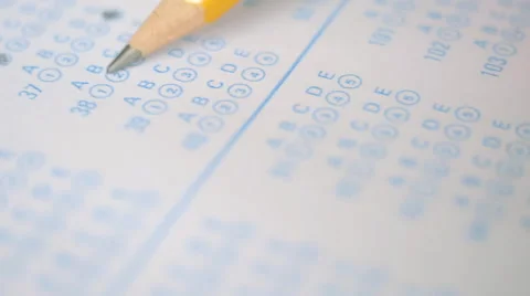 The student testing in exercise, exams answer sheets Video stock 62526294
