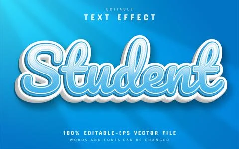 Student text, editable 3d text effect Stock Illustration