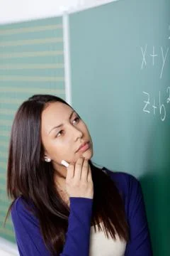 Student thinking about maths formula Stock Photos
