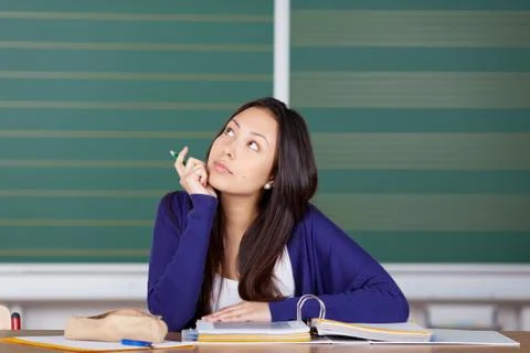 Student thinking about schoolwork Stock Photos