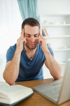 Student thinking hard about a problem Foto stock