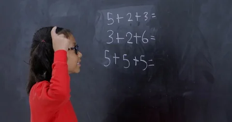 Student thinks before solving a math problem Stock Footage 86991679