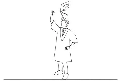 A student threw her cap in the air Stock Illustration