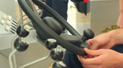 Student training in simulator of excavator Stock Footage 64801750