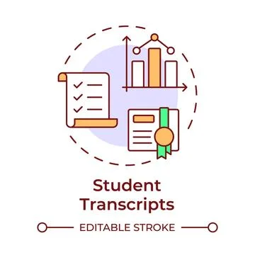 Student transcripts multi color concept icon Stock Illustration
