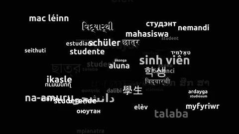 Student Translated in 59 Worldwide Languages Endless Looping 3d Zooming Wordc Stock-Footage 145205462