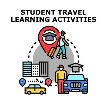 Student travel learning activities concept vector illustration Stock Illustration
