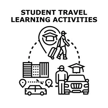Student travel learning activities concept vector illustration Stock Illustration