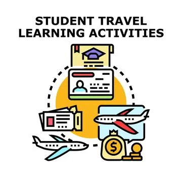 Student travel learning activities concept vector Stock Illustration