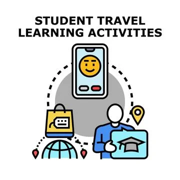 Student travel learning activities global education concept Stock Illustration
