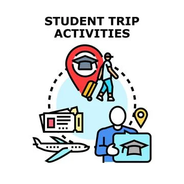 Student trip activities planning educational travel journey イラスト素材