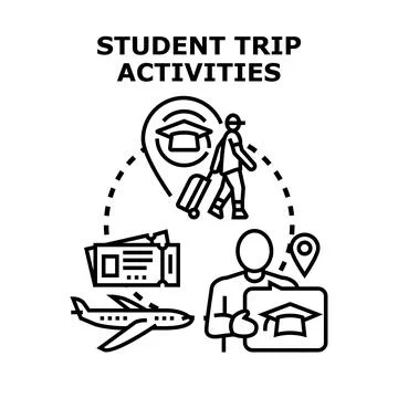 Student trip activities planning educational travel journey イラスト素材