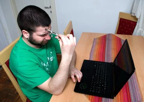 Student trying out different ways of learning Stock Photos