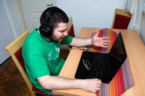 Student trying out different ways of learning Stock Photos