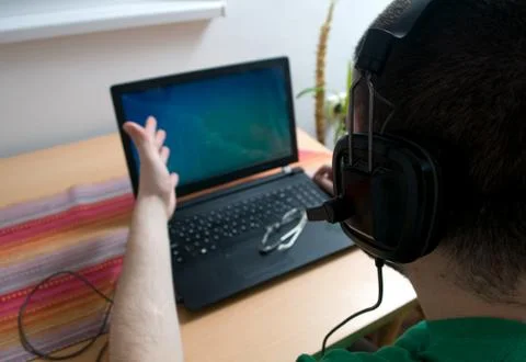 Student trying out different ways of learning Stock Photos