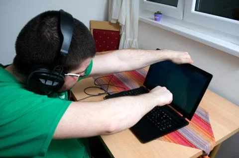 Student trying out different ways of learning Stock Photos