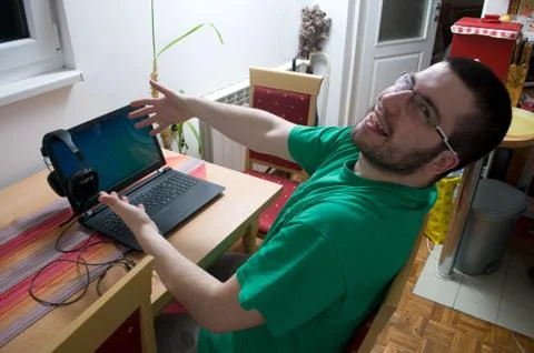 Student trying out different ways of learning Stock Photos