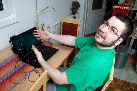 Student trying out different ways of learning Stock Photos