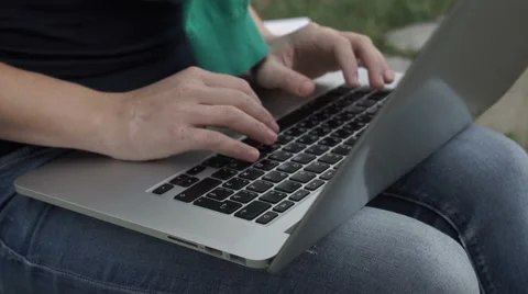 Student typing on the laptop Stock Footage 67308098