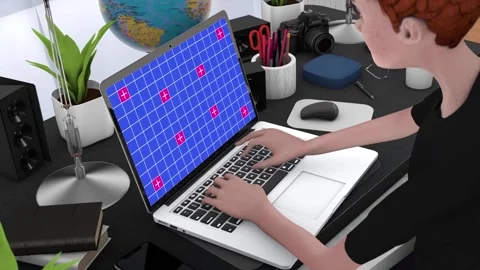 Student Typing on Laptop Template Stock After Effects