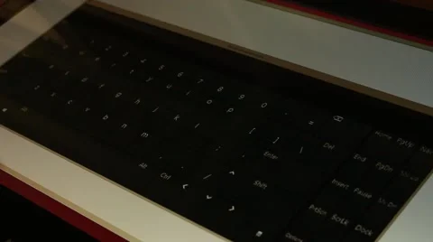 Student is typing text message on virtual touchscreen electronic keyboard Video stock 49642798