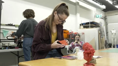 Student using 3d printer in college Stock Footage 220467927