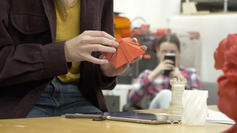 Student using 3d printer in college Stock Footage 220467929