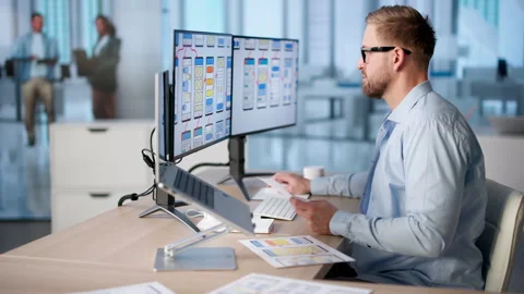 Student Using Computer In Office Stock Footage 329294068