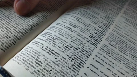 Student using english dictionary for study and learning language. Video stock 218609836