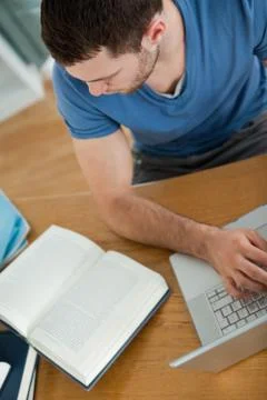 Student is using the internet to find the right answer Stock Photos