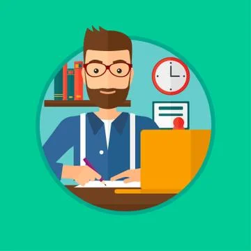 Student using laptop for education Illustrazione stock