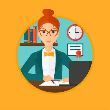 Student using laptop for education Illustrazione stock