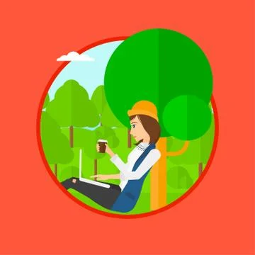 Student using laptop for education Illustrazione stock