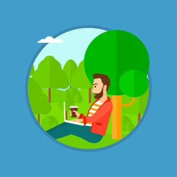 Student using laptop for education Stock Illustration