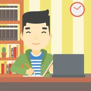 Student using laptop for education Stock Illustration