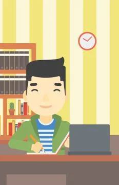 Student using laptop for education Stock Illustration