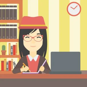 Student using laptop for education Illustrazione stock