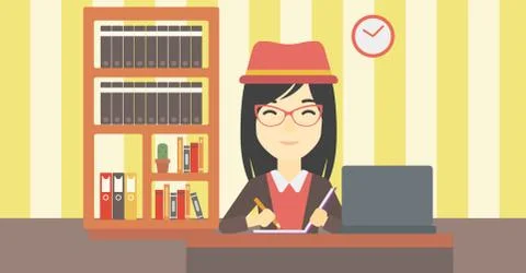 Student using laptop for education Illustrazione stock