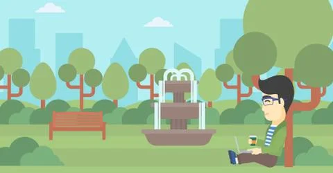 Student using laptop for education Stock Illustration